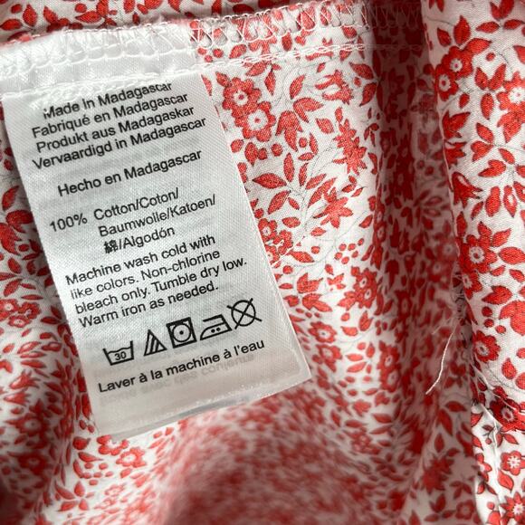 J. Crew Liberty Fabrics Chamomile Ruffle Neck Popover Top Womens 2 Red Floral - Picture 9 of 9